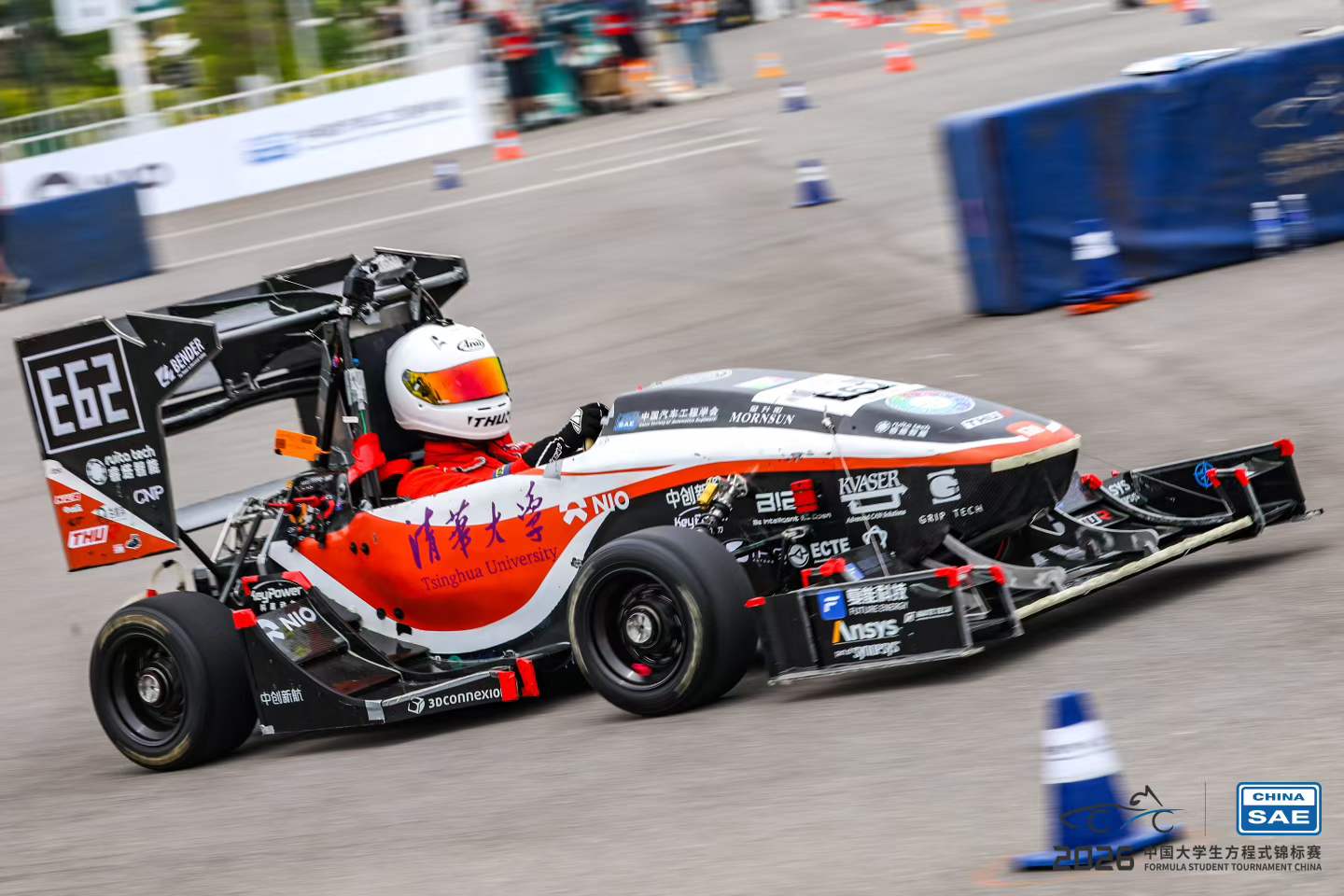 THU Racing Formula SAE car cornering on track during competition