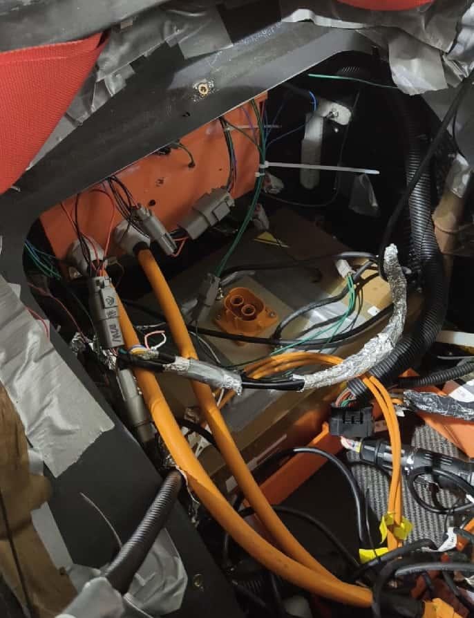 Formula SAE electrical hardware and wiring before the low-voltage package was integrated