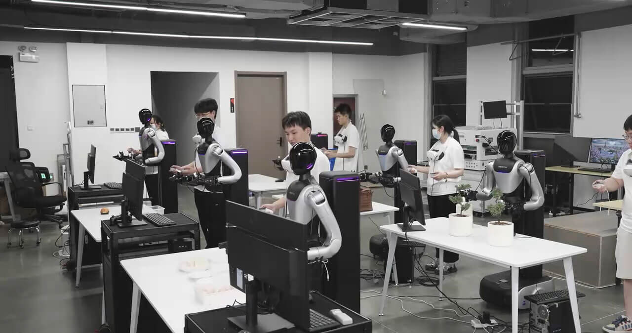 Zerith H1 humanoid robots undergoing development and testing in the engineering lab