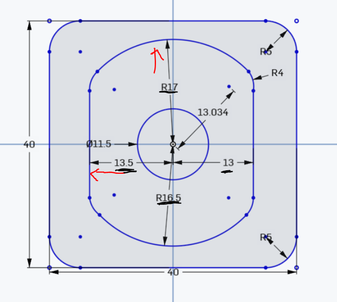 Dimensioned CAD study of the revised wrist force-sensor interface